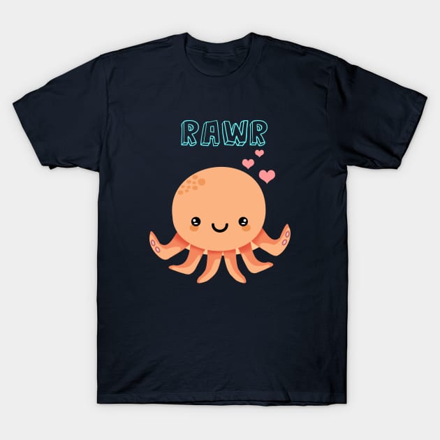 Cute Kawaii Baby Octopus Rawr T-Shirt by StudioGrafiikka